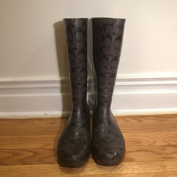 Coach Monogrammed Clear Grey Rainboots - Picture 3 of 14